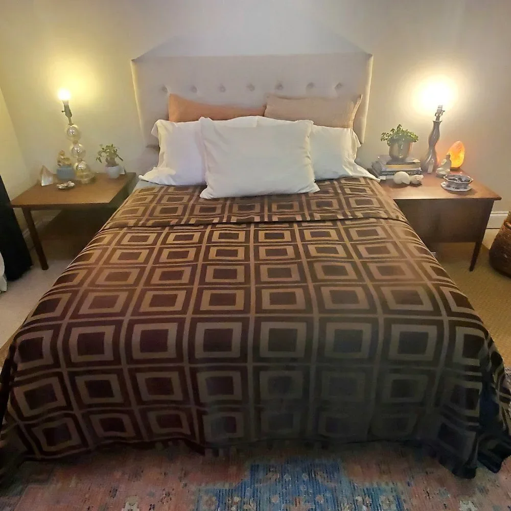 Queen Size Geometric Duvet Cover - Brown
